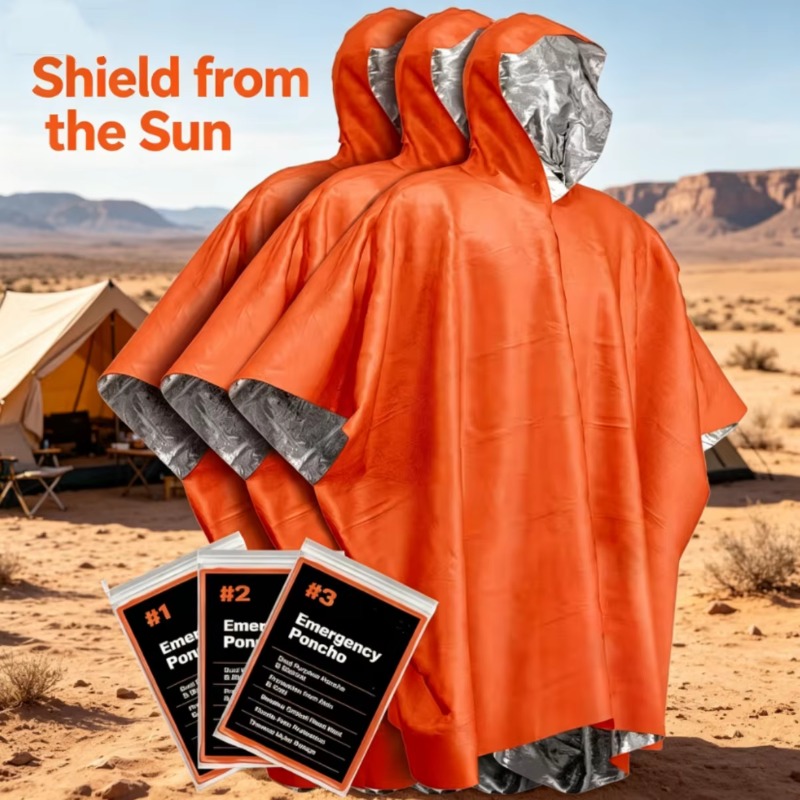 Emergency Poncho Rain - 1-5 adet çok fonksiyonlu hayatta kalma